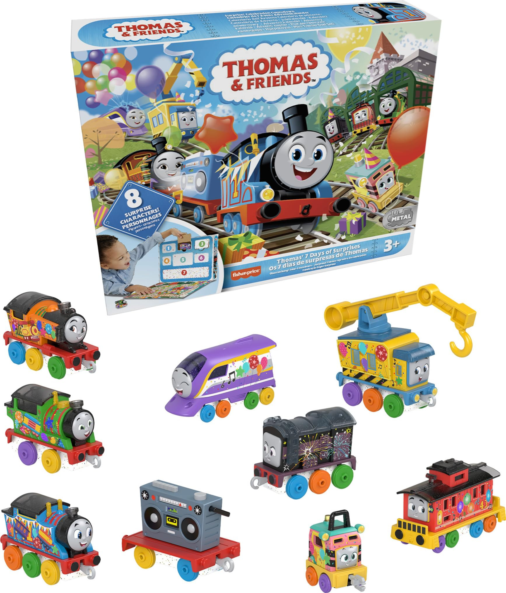 Thomas & Friends Toy Trains Gift Set Thomas’ 7 Days of Surprises, 10-Piece Diecast Vehicles wit... | Amazon (US)
