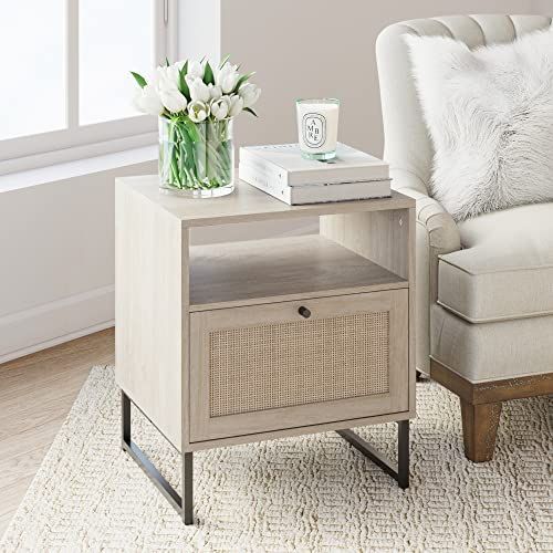 Nathan James Mina Side, End Table Wood Finish & Matte Accents with Storage for Living Room or Nig... | Amazon (US)