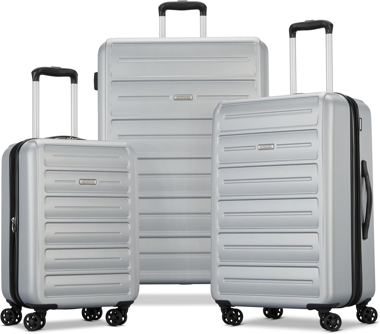American Tourister Westridge Hardside Luggage with Spinner Wheels, Silver, 3PC Set (CO/M/L) | Amazon (US)