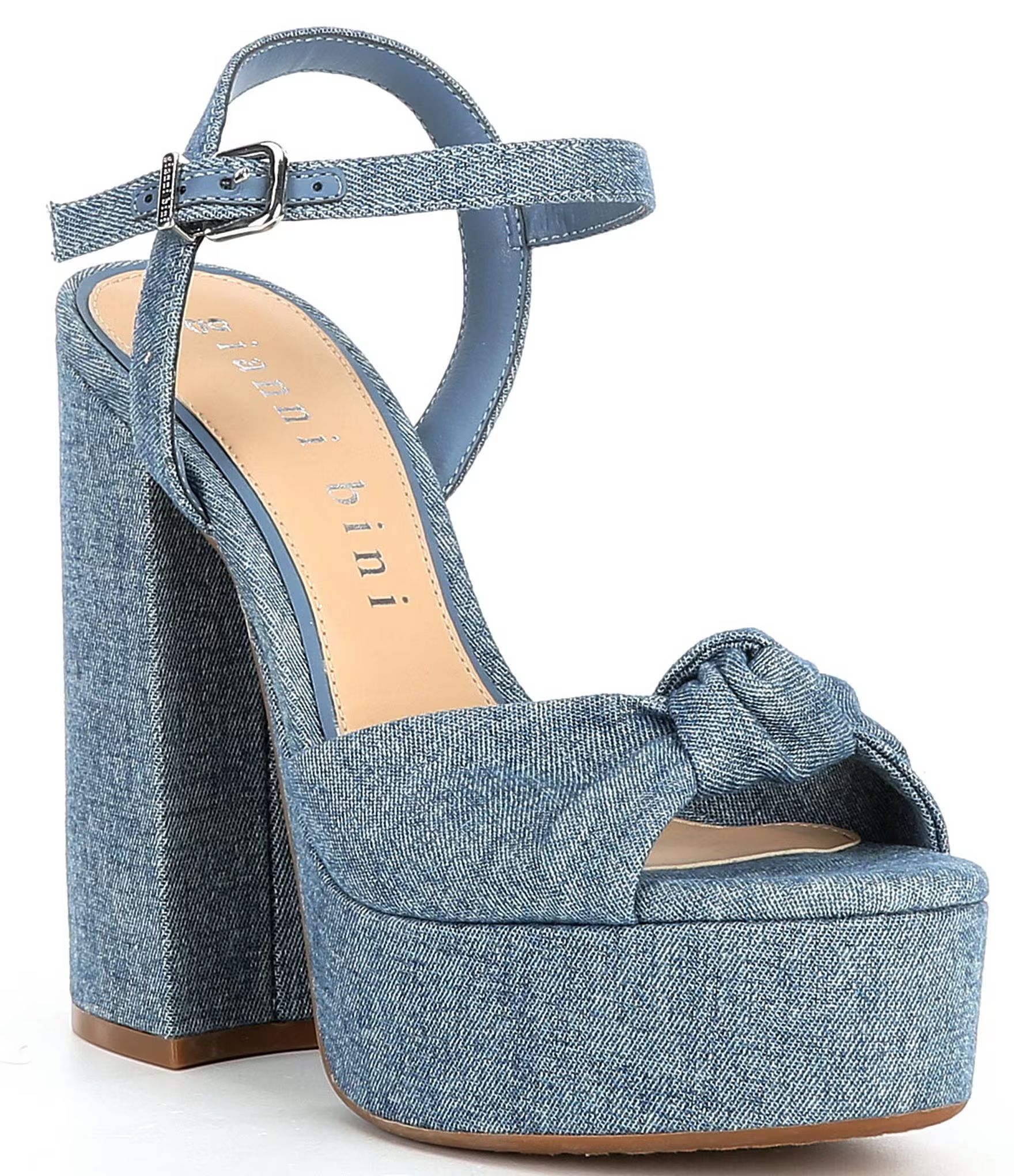 Hartliye Denim Knot Ankle Strap Platform Sandals | Dillard's