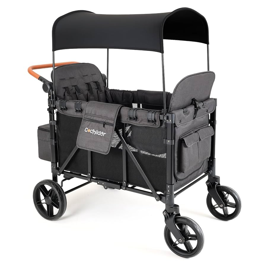 Elite 4-Seater Wagon Stroller for 2-4 Kids, One-Hand Fold, High Seats with 5 Point Harness, Adjus... | Amazon (US)