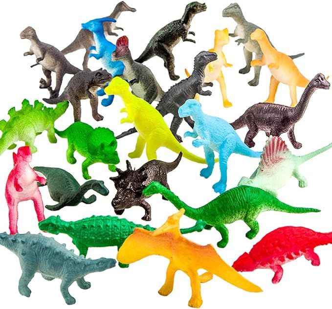 ValeforToy 82 Piece Mini Dinosaur Toy Set for Dino Party Cupcake Toppers - Assorted Vinyl Plastic... | Amazon (US)