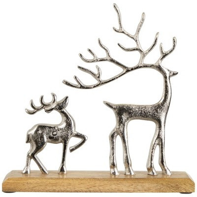 Northlight Father Reindeer and Fawn Metal Christmas Figure - 10.25" - Silver | Target