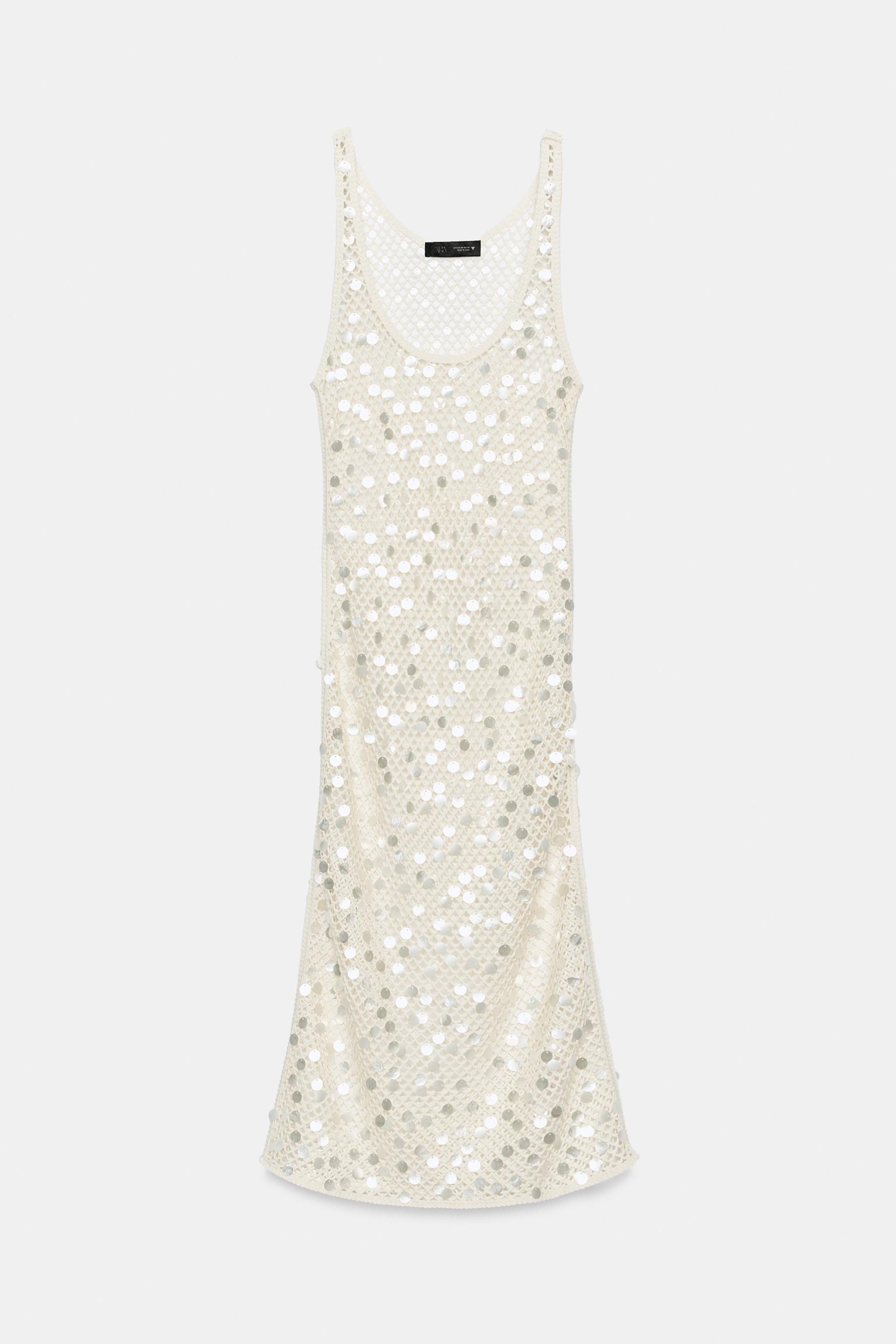 SEQUINNED MESH MIDI DRESS | Zara UK