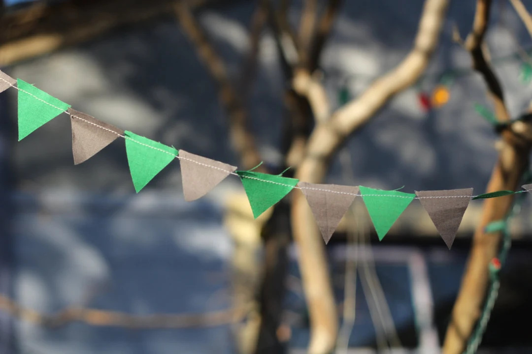 Teeny Tiny Gray and Green Bunting | Etsy (US)