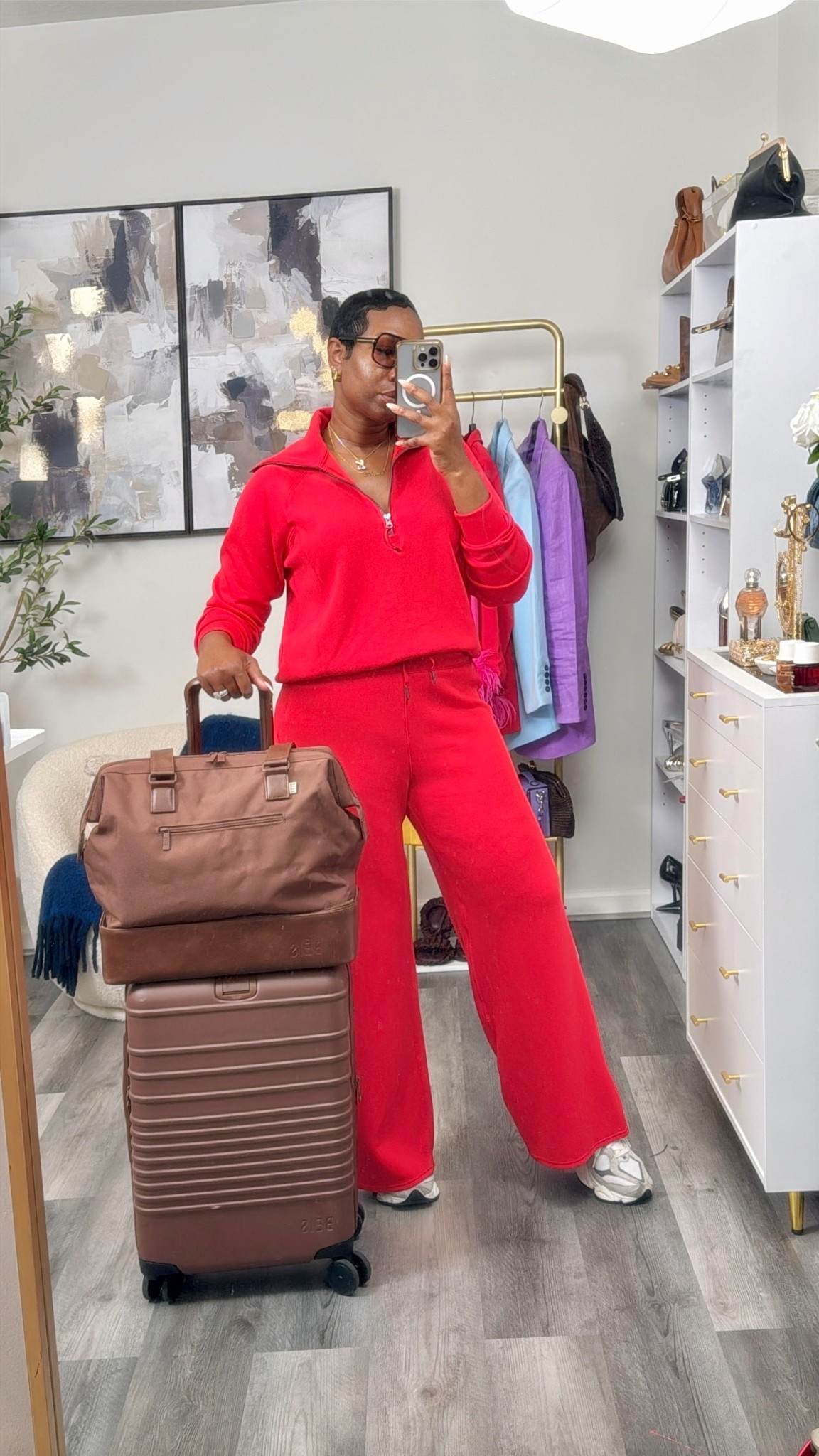 Today’s LTKCon travel outfit… Comfy and cute with the perfect matching bags. 
Wearing a size medium top & pants

#LTKStyleTip #LTKCon #LTKTravel