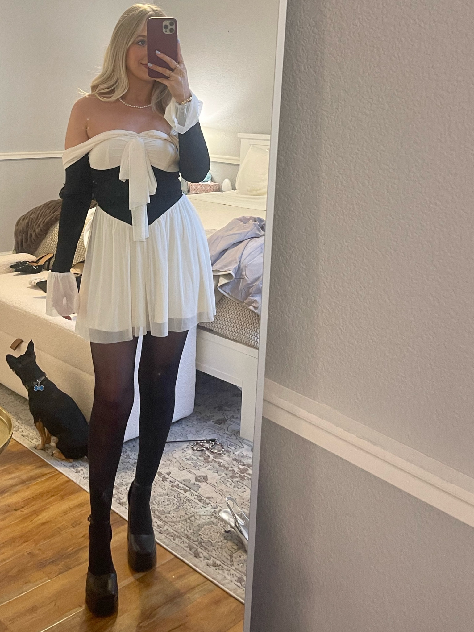 Holiday party outfit, special event outfit, black and white dress, winter dress, amazon dress