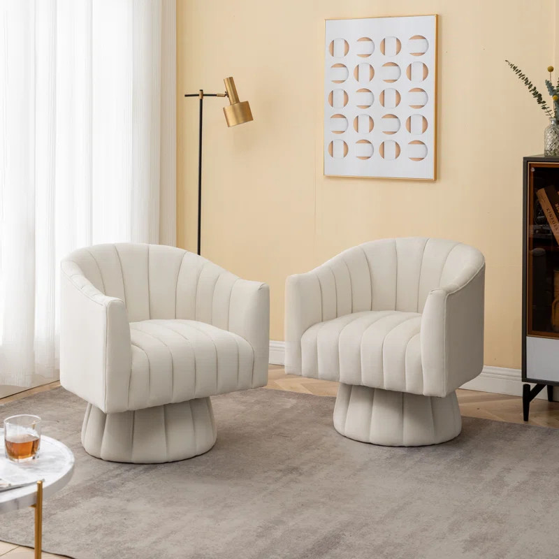Murrow Velvet Swivel Barrel Chair | Wayfair North America