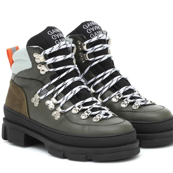 Ganni Leather Kalamata Sporty Hiking Chunky Sole Rope Lace Up Boots NWOT | Poshmark
