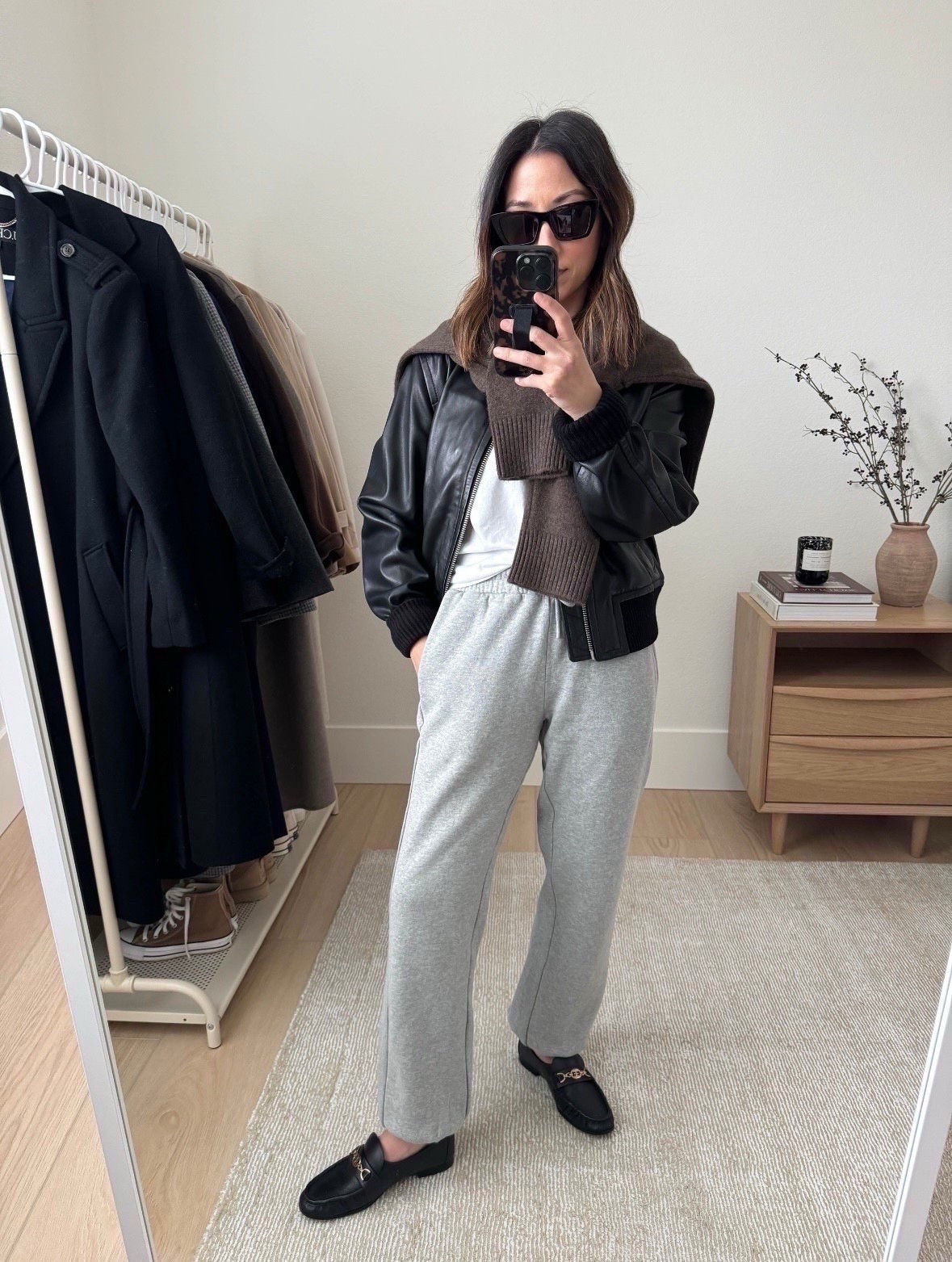 Fall outfit ideas with a leather jacket. 

Dressing up sweats. Love these sweats so much! Structure but still comfortable. Rolled cuff since they’re slightly long. 

Quince jacket medium. Runs small
Everlane tee medium
Quince sweats xs
Sam Edelman loafers 5
Quince sweater xs
YSL sunglasses

Petite style, petite outfits, jackets

#LTKPetite #LTKSaleAlert #LTKFindsUnder100