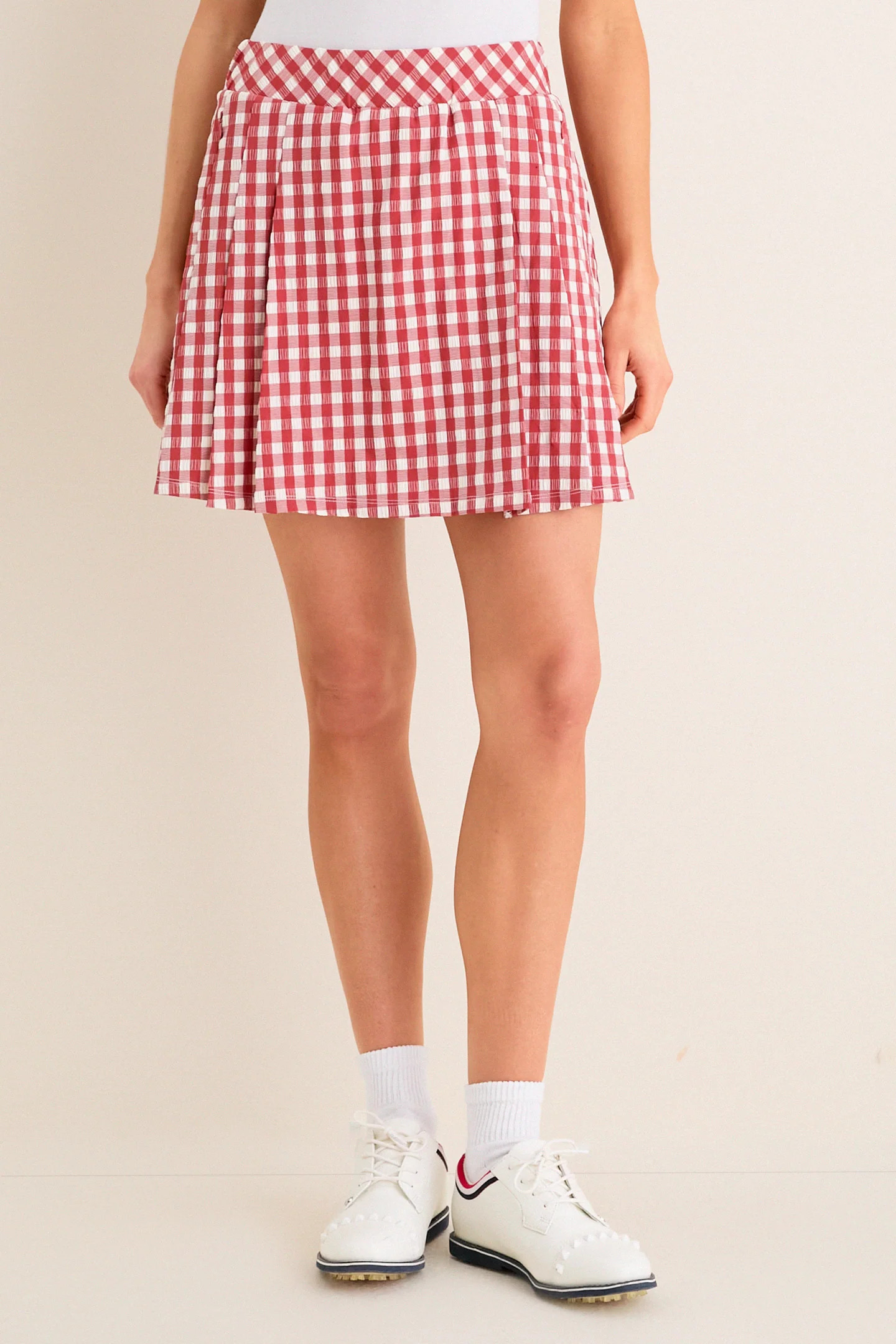 Clay Gingham 16 Inch Performance Seersucker Park Golf Skirt | Tuckernuck (US)