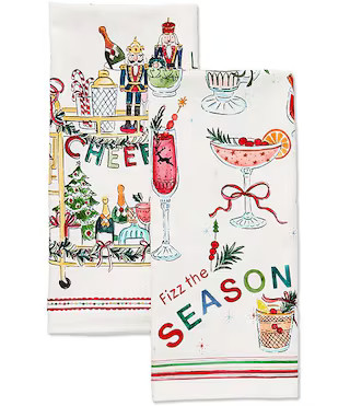 Christmas Bar Cart Kitchen Towels, Set of 2 | Dillard's