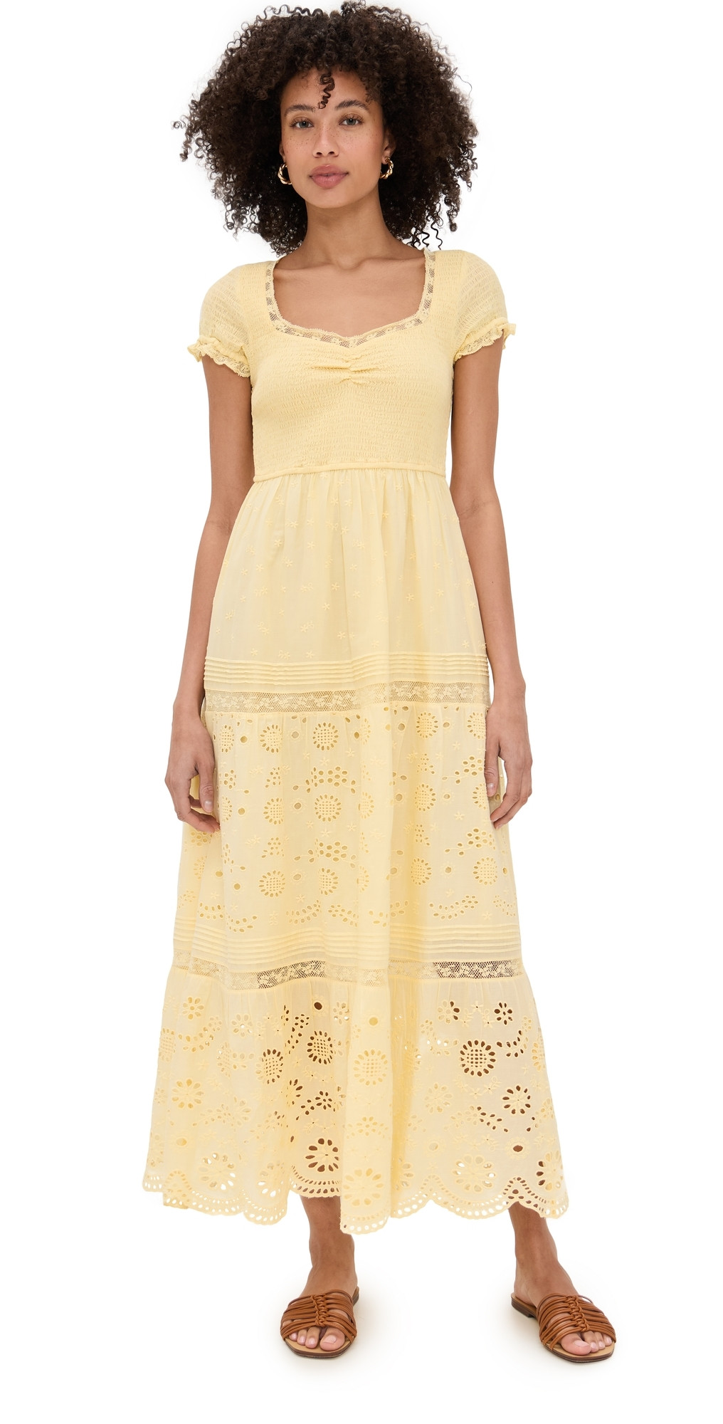 LoveShackFancy Bisolet Dress Citron S | Shopbop