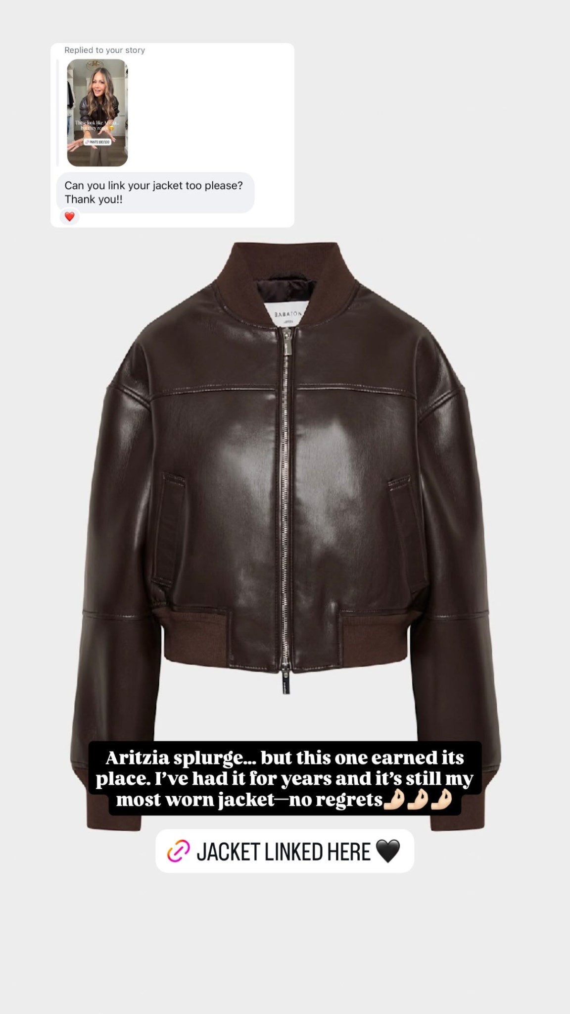 Aritzia splurge… but this one earned its place. I’ve had it for years and it’s still my most worn jacket—no regrets🤌🏻🤌🏻🤌🏻