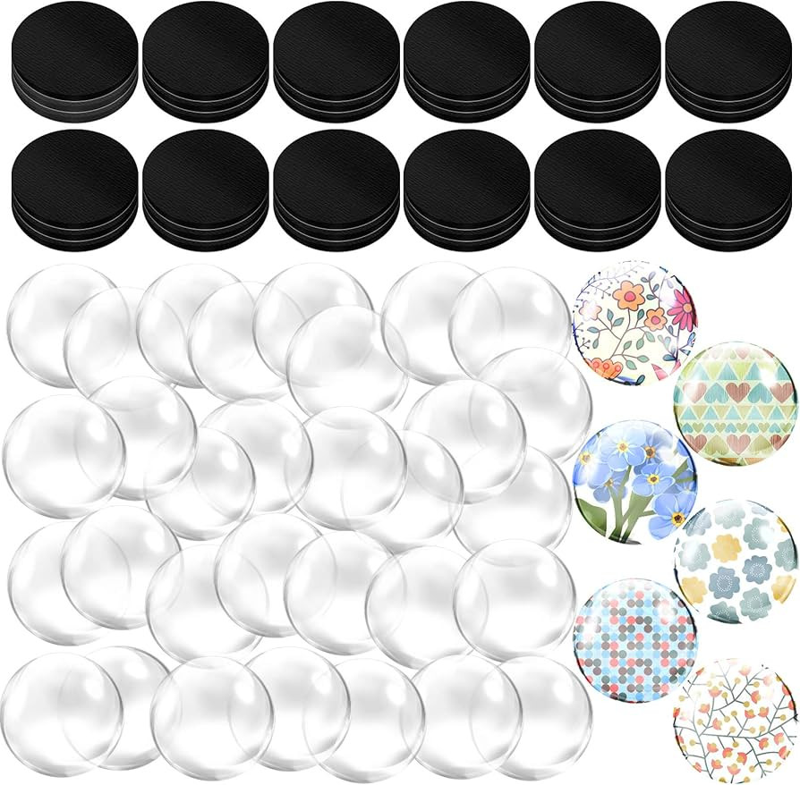 Weewooday 72 Pieces Glass Craft Magnets Round Fridge Ceramic Ferrite Magnet with Adhesive Backing... | Amazon (US)
