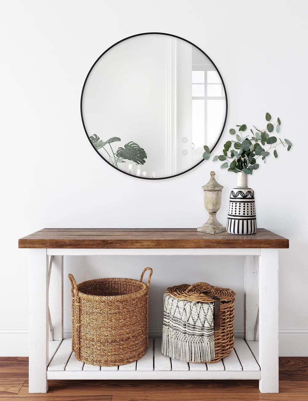 Better Homes & Gardens Black Round Metal Wall Mirror, 28 Inches | Walmart (US)