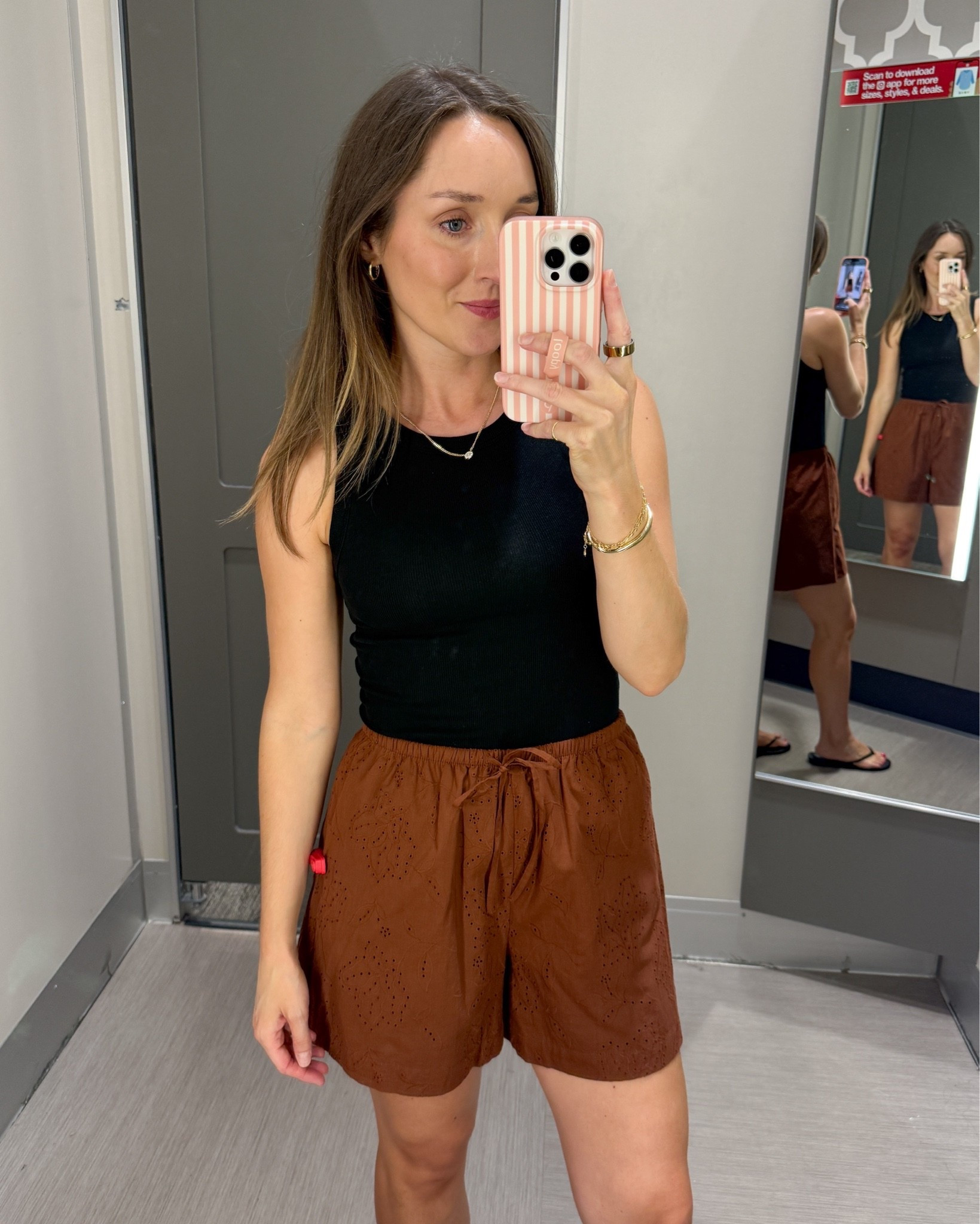 These shorts are on sale for nine dollars off! Wearing a size small. They also come in black and are fully lined. ￼