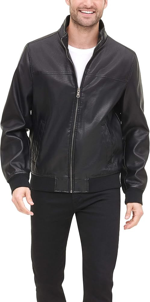 Tommy Hilfiger Men's Faux Leather Bomber Jacket | Amazon (US)