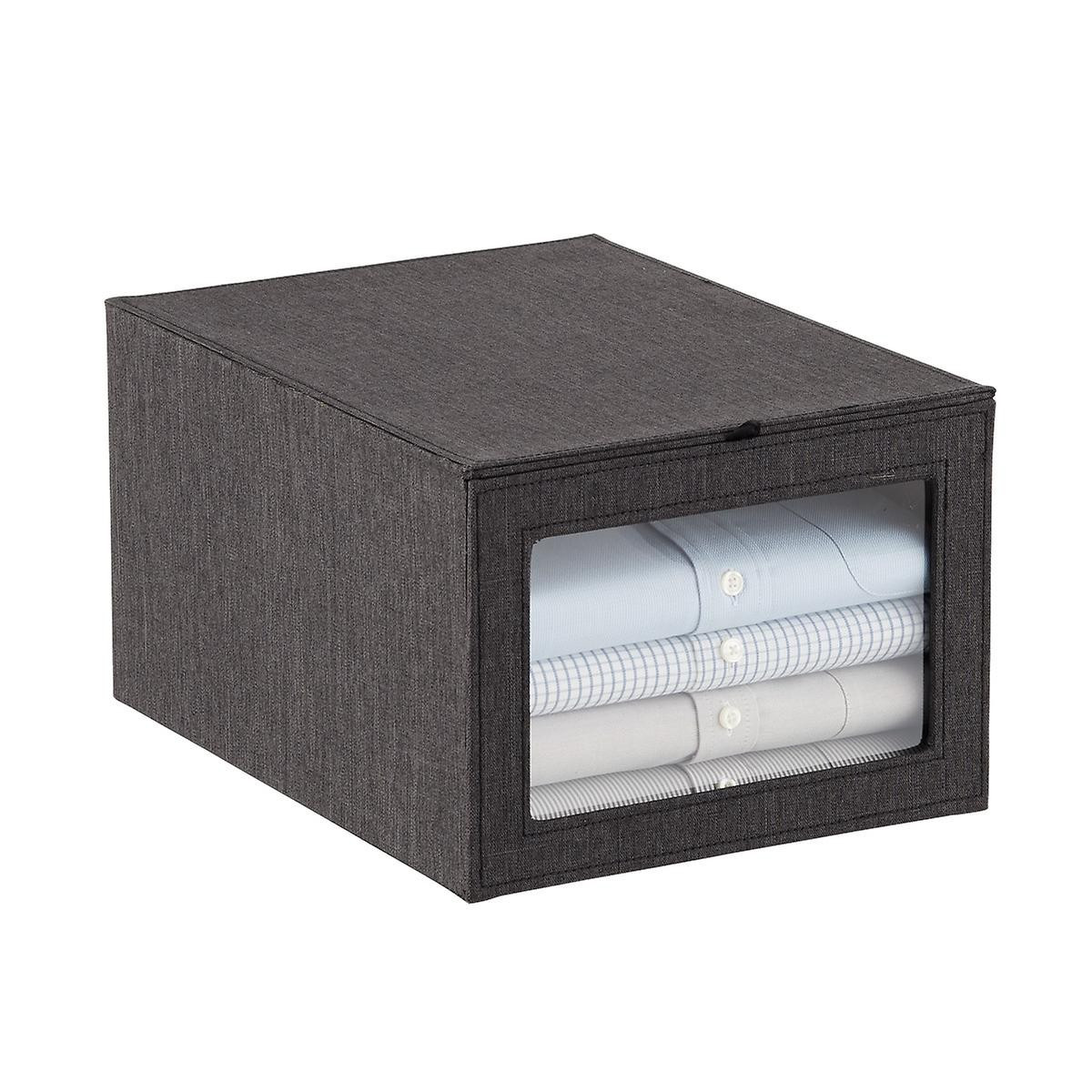 Cambridge Drop-Front Shirt Box Black | The Container Store