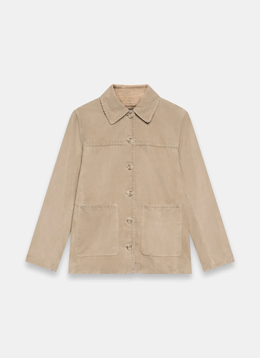 Neutral Suede Stitch Shacket | Mint Velvet