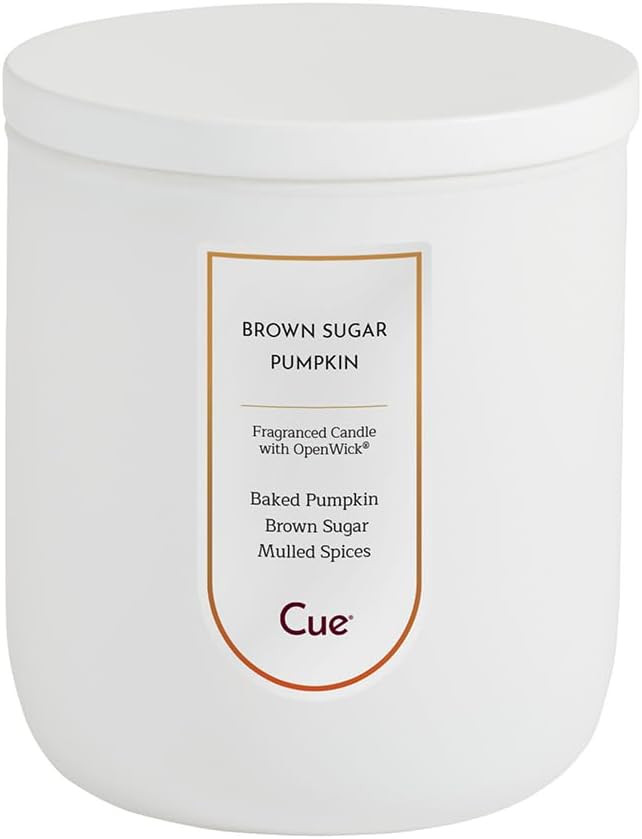 CUE Brown Sugar Pumpkin Scented Candle | Fall Pumpkin & Maple Caramel Fragrance | Soy Coconut Wax Blend | Patented OpenWick™ | Clean Burn, 40 Hour | 7.5oz White Jar | Made in USA (Brown Sugar Pumpkin) | Amazon (US)
