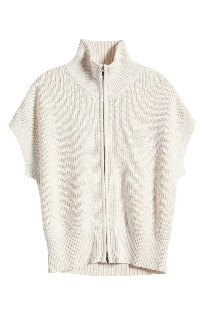 Shaker Stitch Cap Sleeve Zip Cardigan | Nordstrom