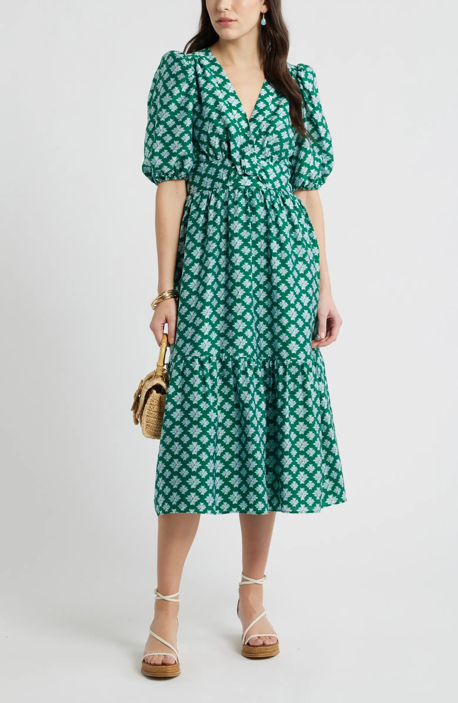 Twist Detail Allover Print Midi Dress | Nordstrom