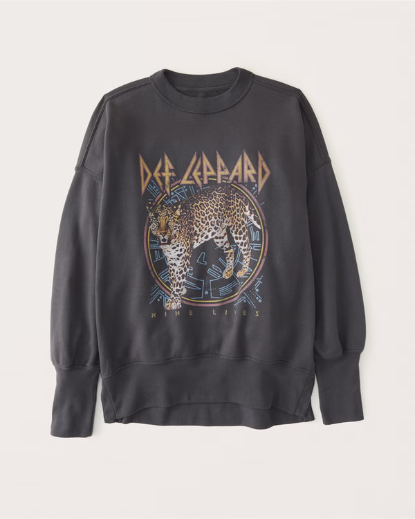 Def Leppard Split-Hem Tunic Sweatshirt | Abercrombie & Fitch (US)