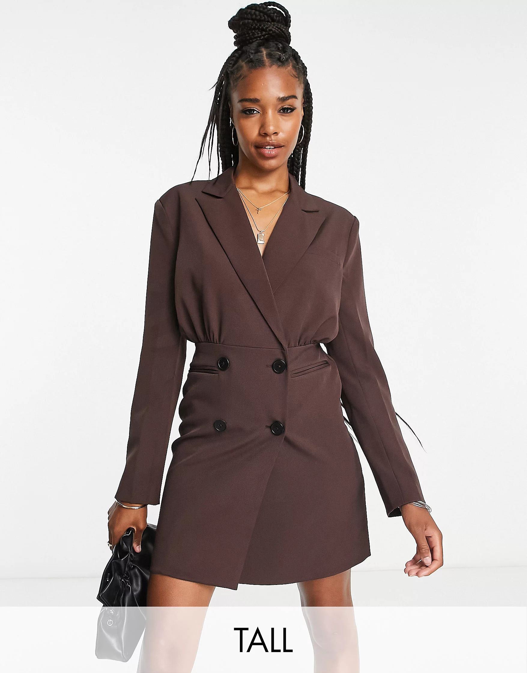 4th & Reckless Tall blazer dress in chocolate | ASOS (Global)