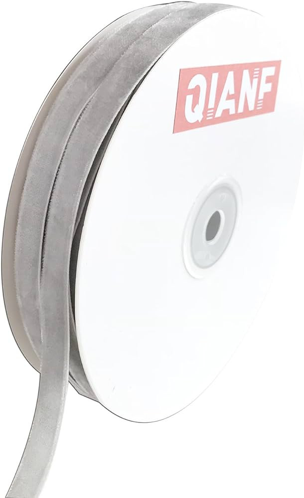 QIANF Vintage Silver Velvet Ribbon, 3/8 Inch X 25Yd | Amazon (US)