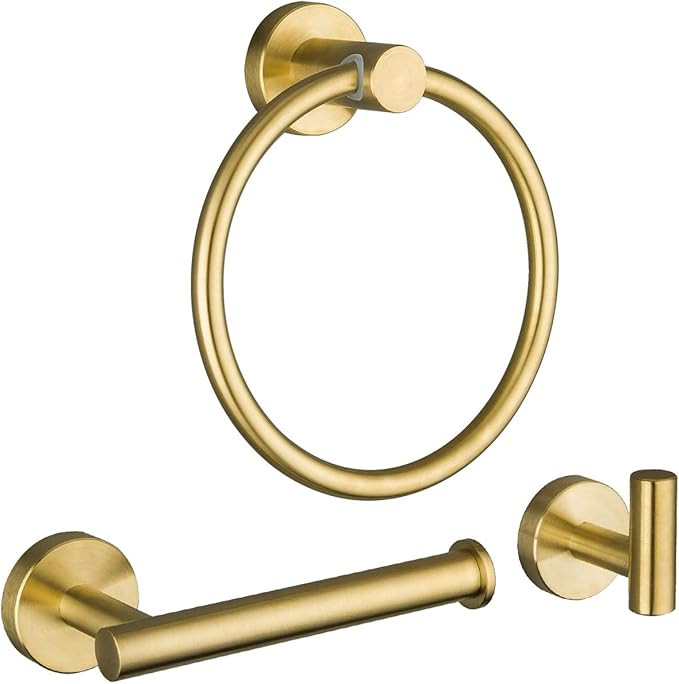GAPPO 3 Piece Bathroom Hardware Accessories Set Brushed Gold SUS 304 Stainless Steel Wall Mounted... | Amazon (US)