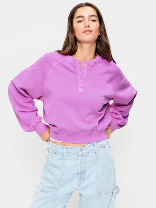SoComfy Oversized Button-Front Sweatshirt | Old Navy (US)