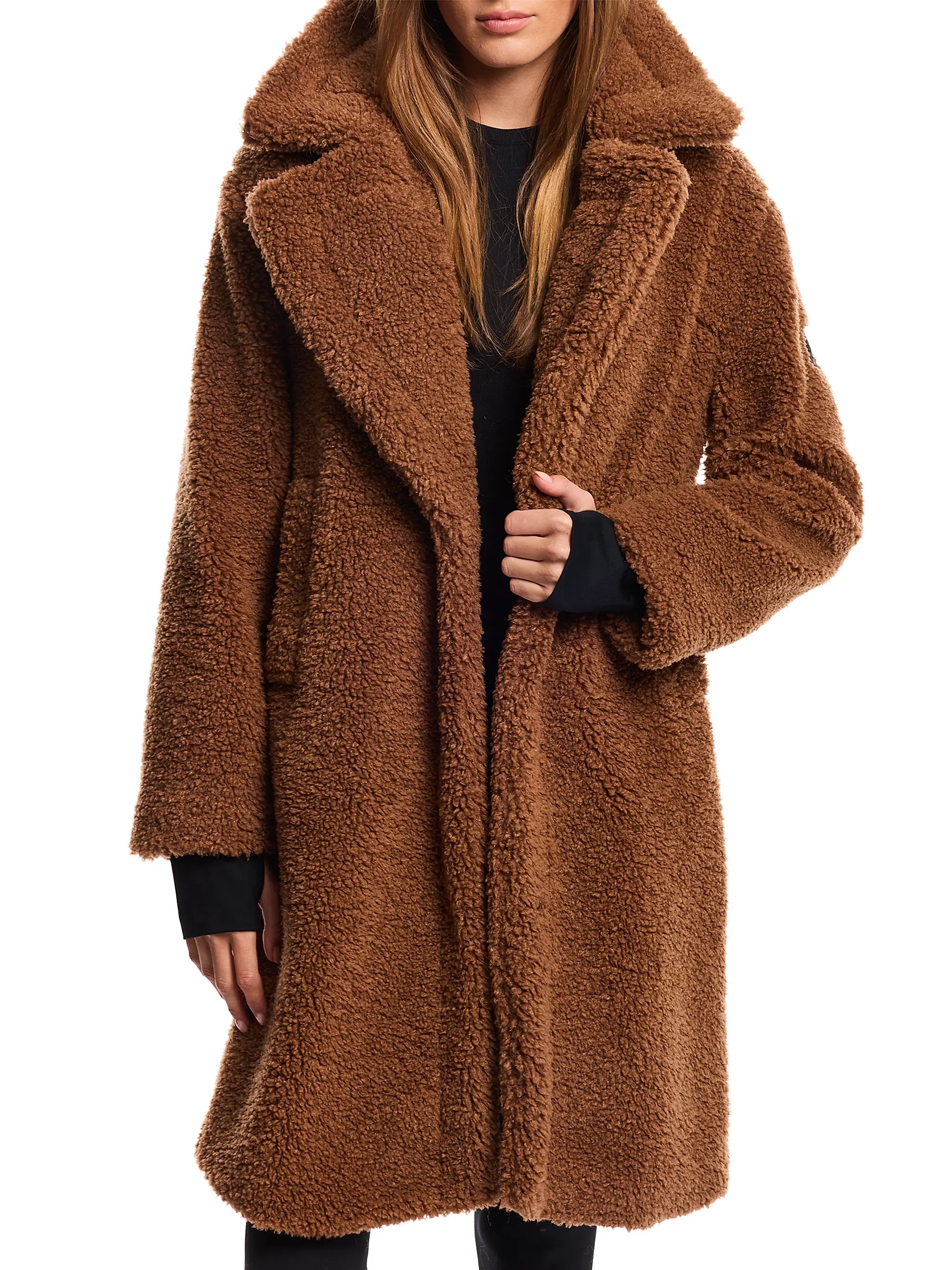 Sherpa Leather-Trimmed Coat | Saks Fifth Avenue