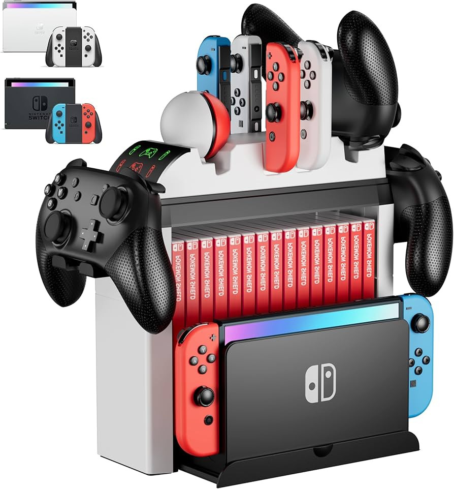 Switch Organizer with Controller Charging Station, ZAONOOL Charger Stand for Nintendo Switch & OL... | Amazon (US)