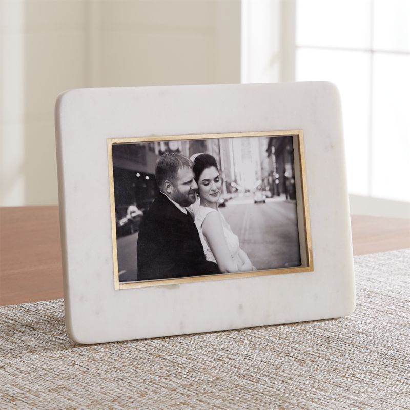 5"x7" White Marble Picture Frame + Reviews | Crate and Barrel | Crate & Barrel