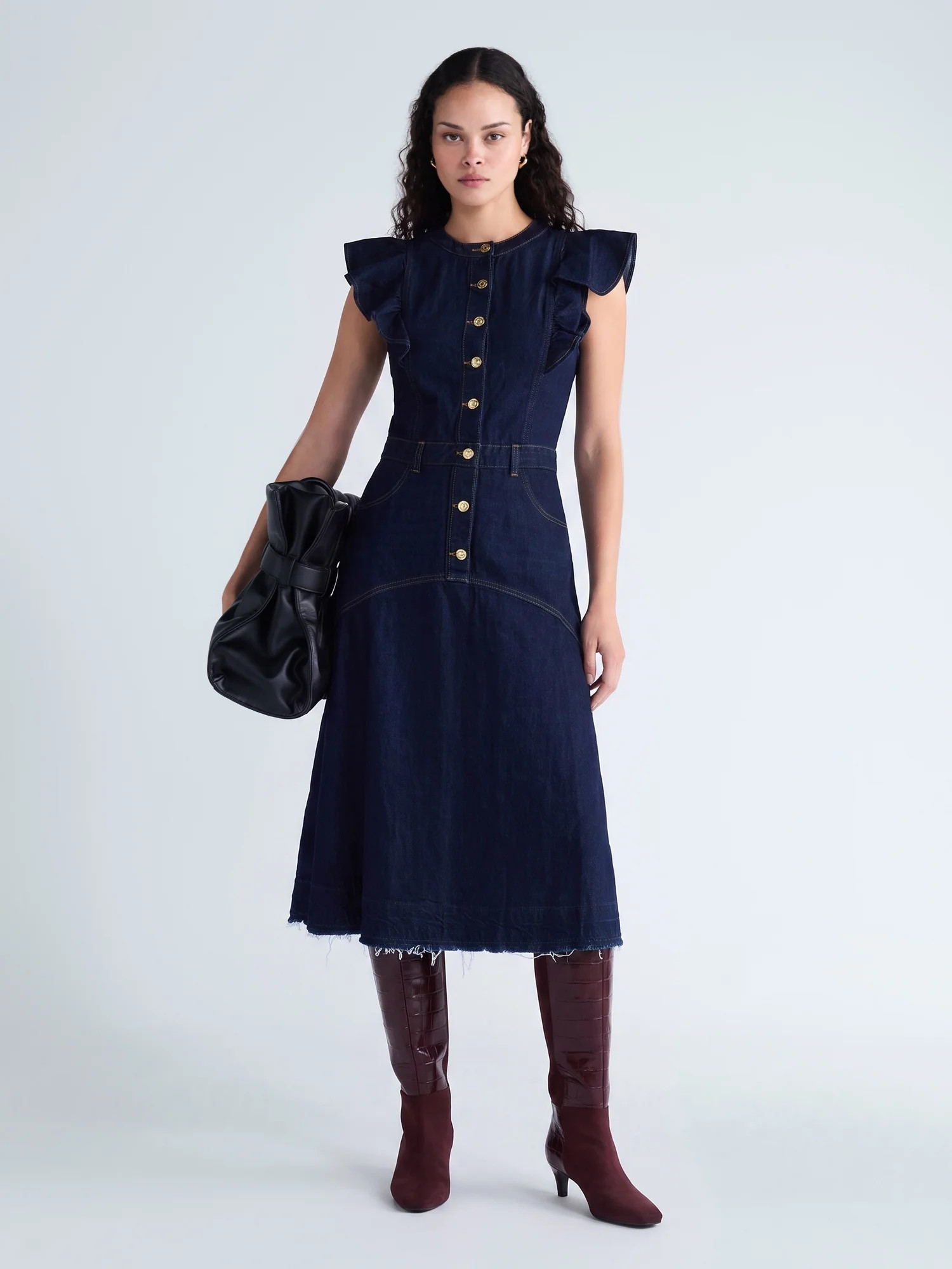 Scoop Women's Flutter Sleeve Midi Dress, Sizes XS-XXL | Walmart (US)
