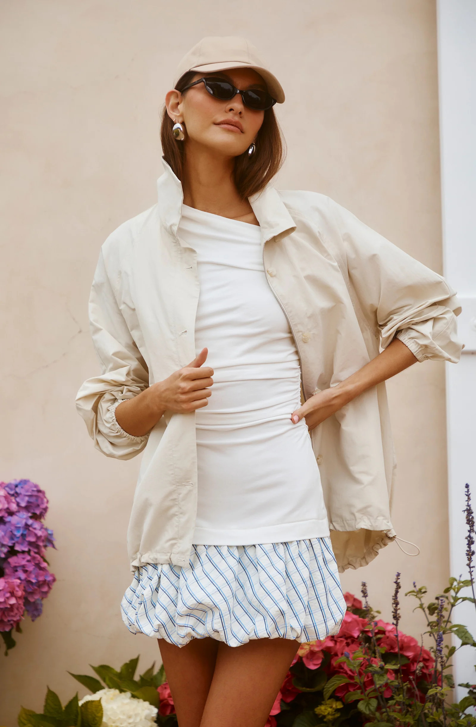 Yareli Oversized Funnel Neck Jacket - Bone / XS | ASTR The Label (US)