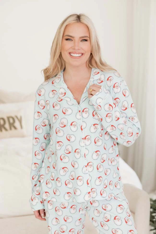Believe In The Magic Santa Print Pajama Top | Pink Lily
