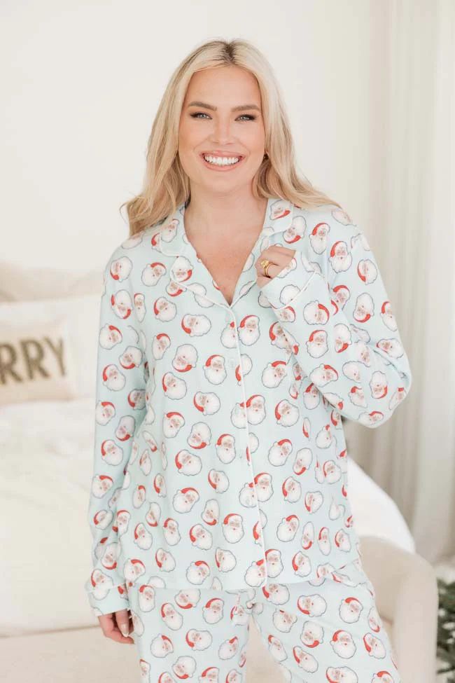 Believe In The Magic Santa Print Pajama Top | Pink Lily