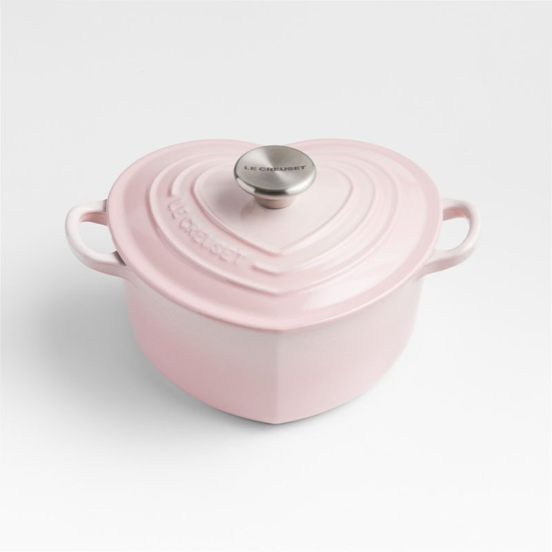Le Creuset 2.25-Qt. Shell Pink Heart Cocotte | Crate & Barrel | Crate & Barrel