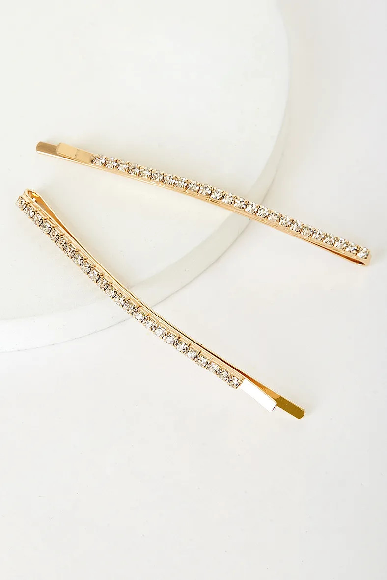 So Polished Gold Rhinestone Hair Pin Set | Lulus (US)