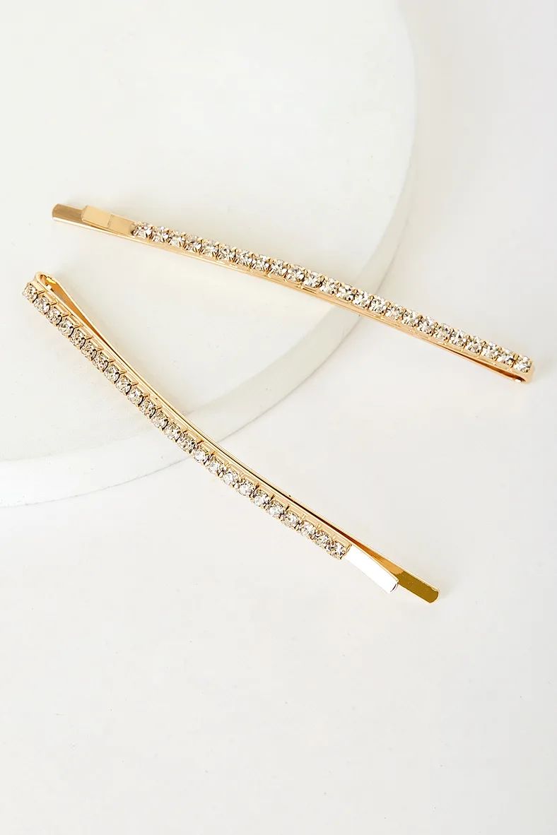 So Polished Gold Rhinestone Hair Pin Set | Lulus (US)