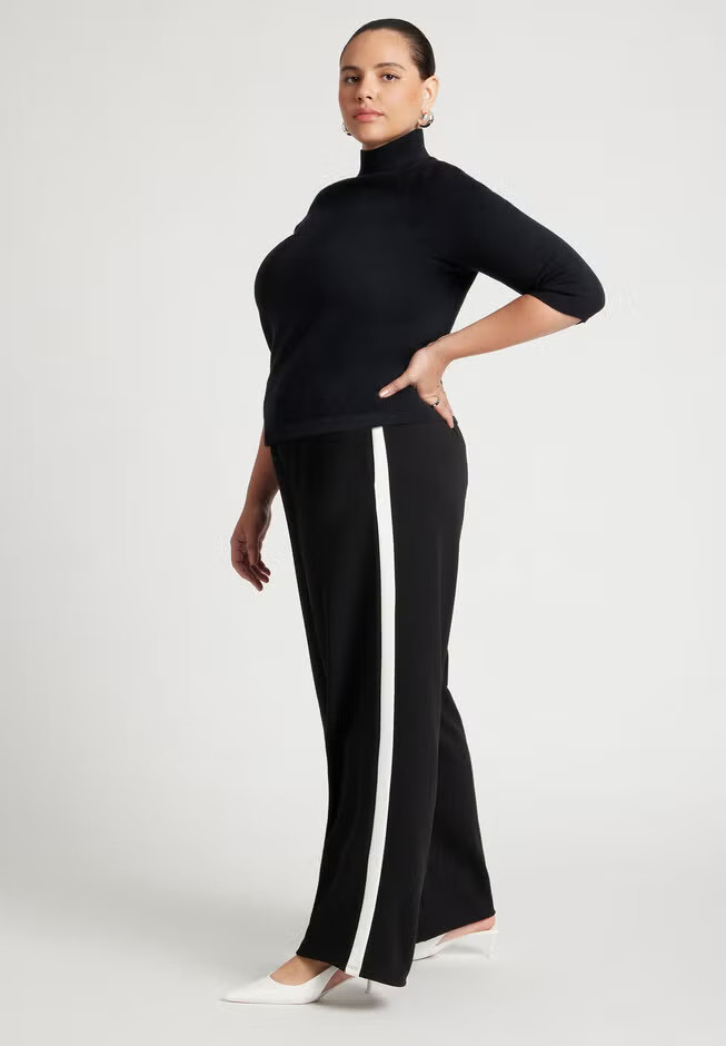 Wide Leg Pant With Side Stripe | Eloquii