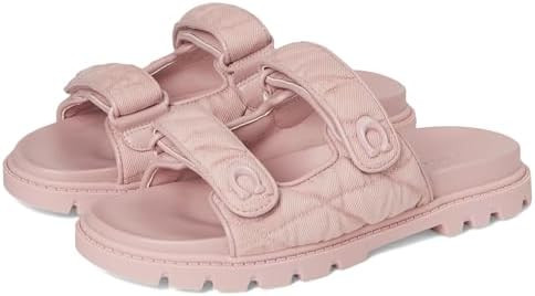 COACH womens Sculpted C Quilted Washed Denim Double Band Sandals | Amazon (US)