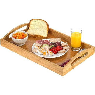 Bamboo Serving Tray with Handles - Serving platters Great for Tea Tray, Dinner - Wooden Tray with Handles - Coffee Table Tray for Breakfast HomeItUsa | Target