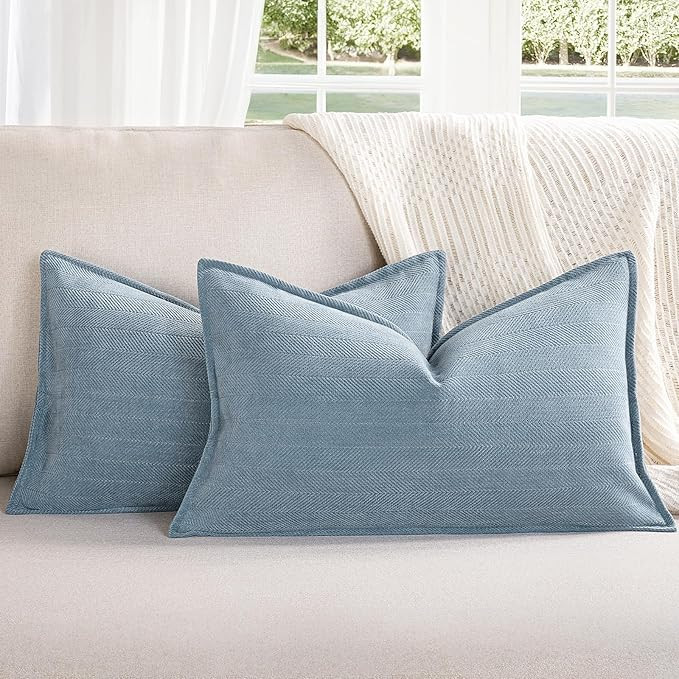 ZWJD Throw Pillow Covers 12x20 Set of 2 Chenille Pillow Covers with Elegant Design Soft and Luxur... | Amazon (US)