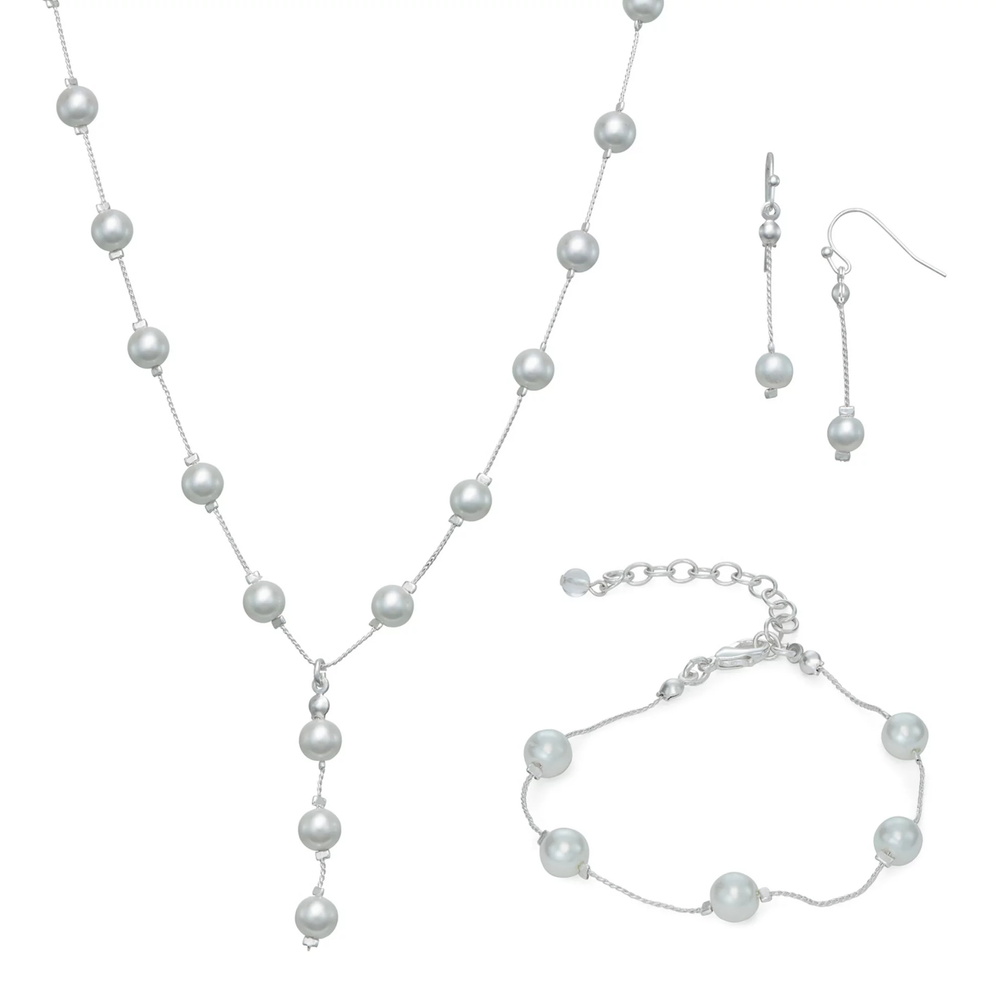 You're Invited... Silver Tone Simulated Pearl Y Necklace, Bracelet & Earrings Set | Kohl's