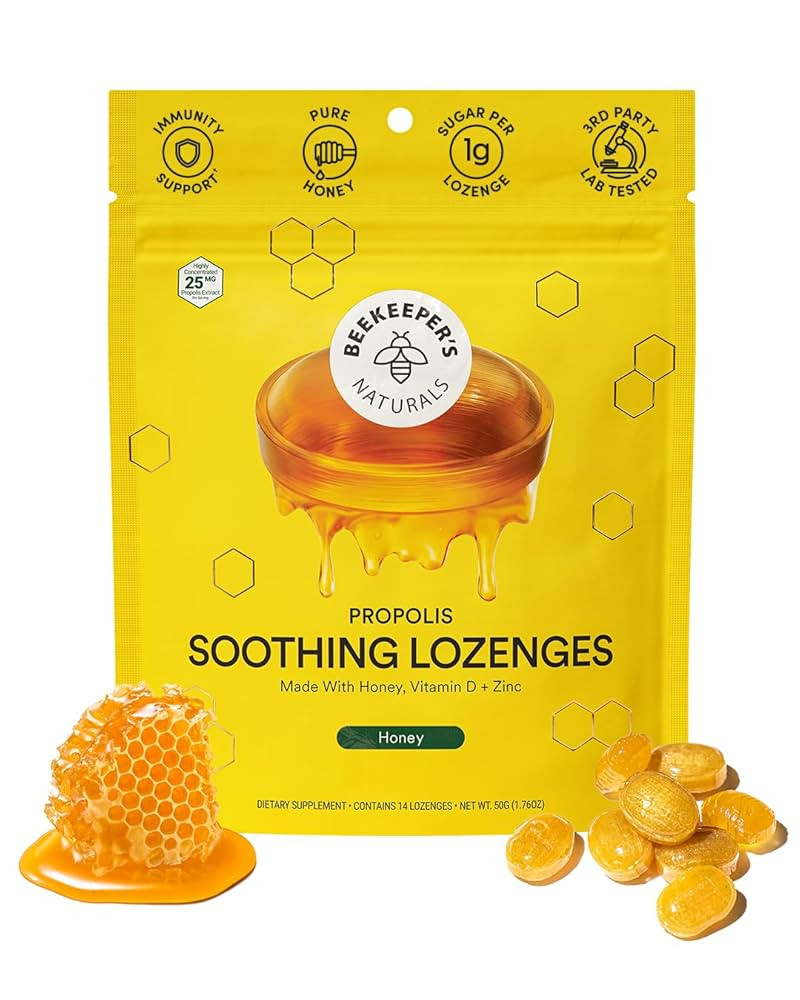 Soothing Honey Cough Drops - Immune Support with Vitamin D, Zinc and Propolis - by Beekeeper's Na... | Amazon (US)