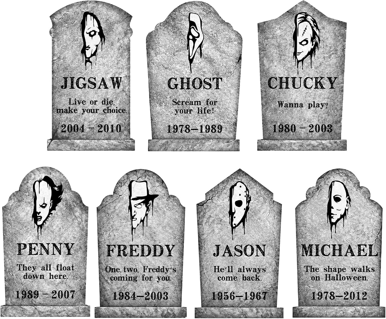 Halloween Horror Tombstone Plastic Yard Signs 7Pcs with Stakes | Amazon (US)