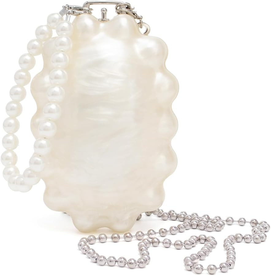 Clutch Bag for Women Pearlescent Off White Evening Bag Pearl Handbag for Wedding Party Daisy Shou... | Amazon (US)